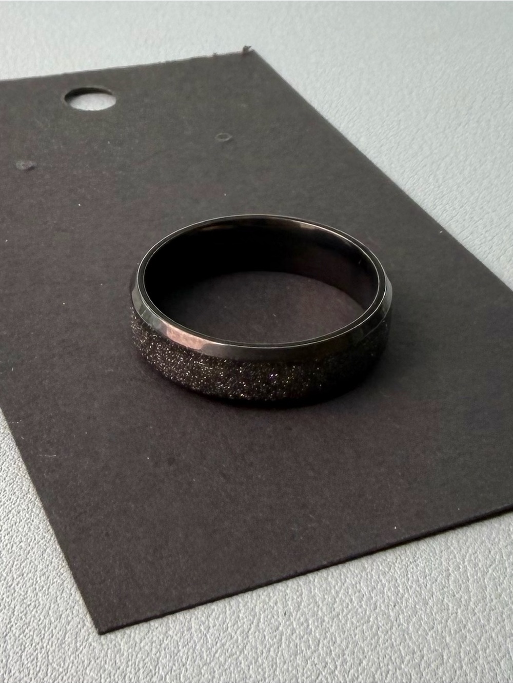 Men's Black Glitter Inlay Ring - Contemporary Fashion Band
